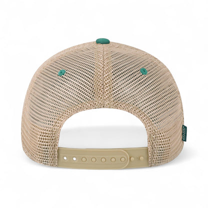 Back view of LEGACY OFA custom hat in aqua and khaki