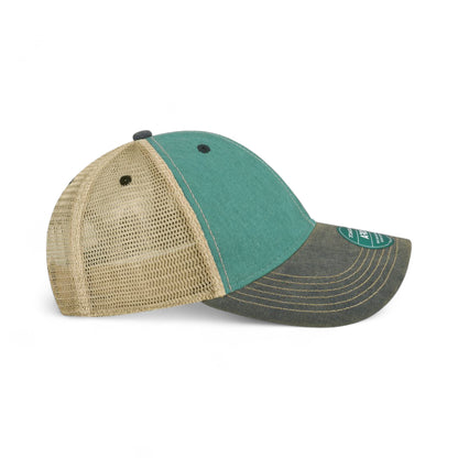 Right side view of Legacy OFA custom hat in aqua blue and navy