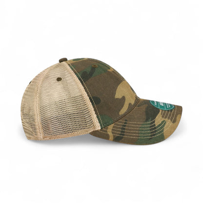 Right side view of Legacy OFA custom hat in army camo and khaki