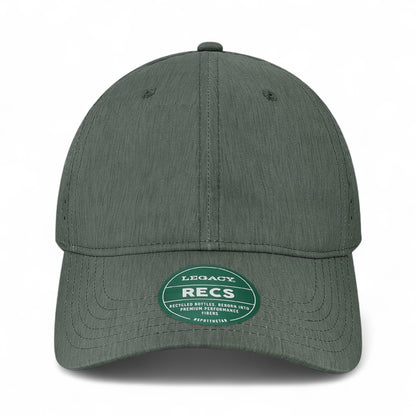 Front view of LEGACY RECS custom hat in eco black
