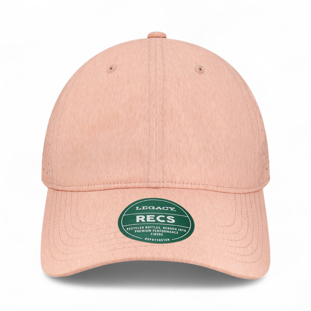 Front view of LEGACY RECS custom hat in eco dusty rose