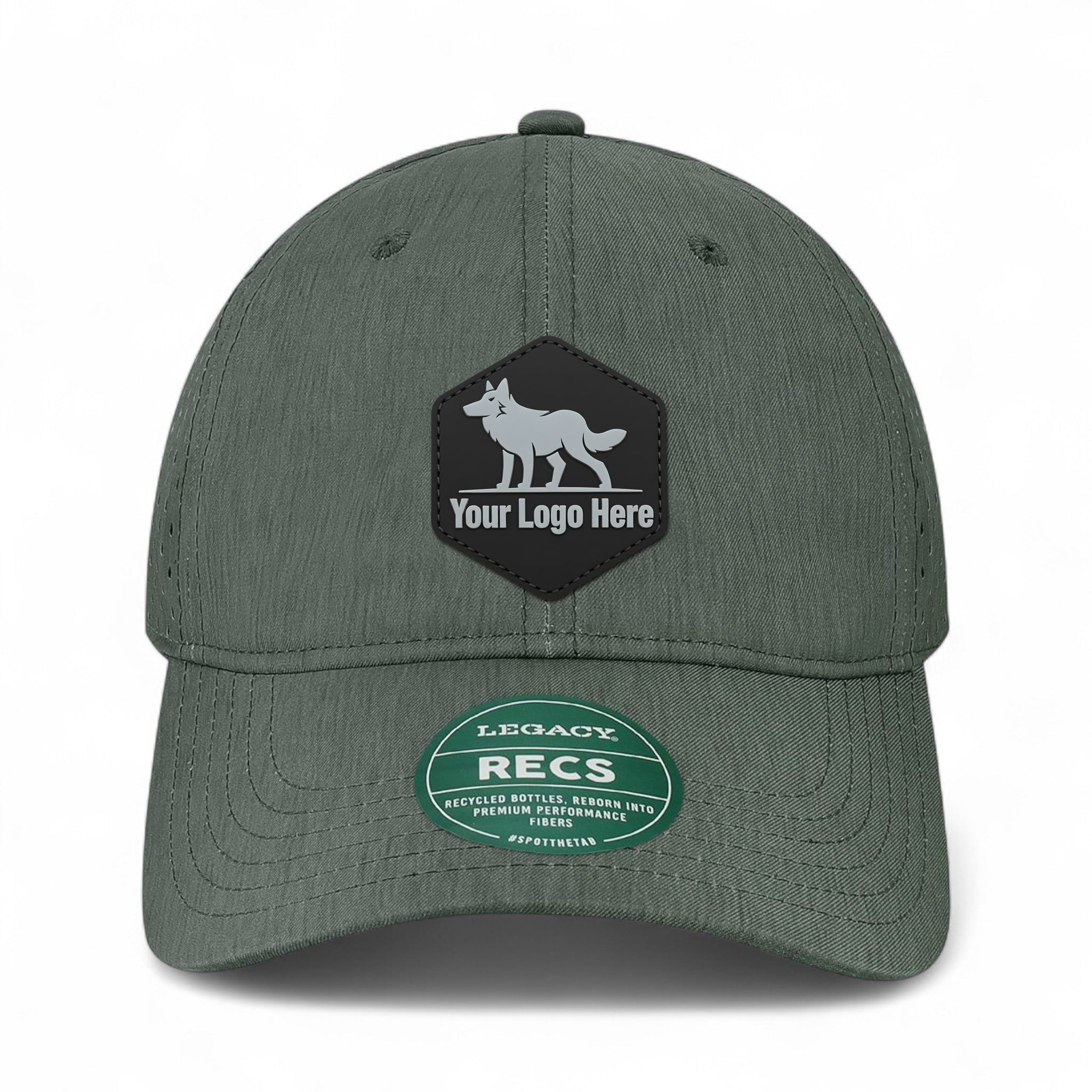 PVC patch preview of Legacy RECS custom hat in eco black
