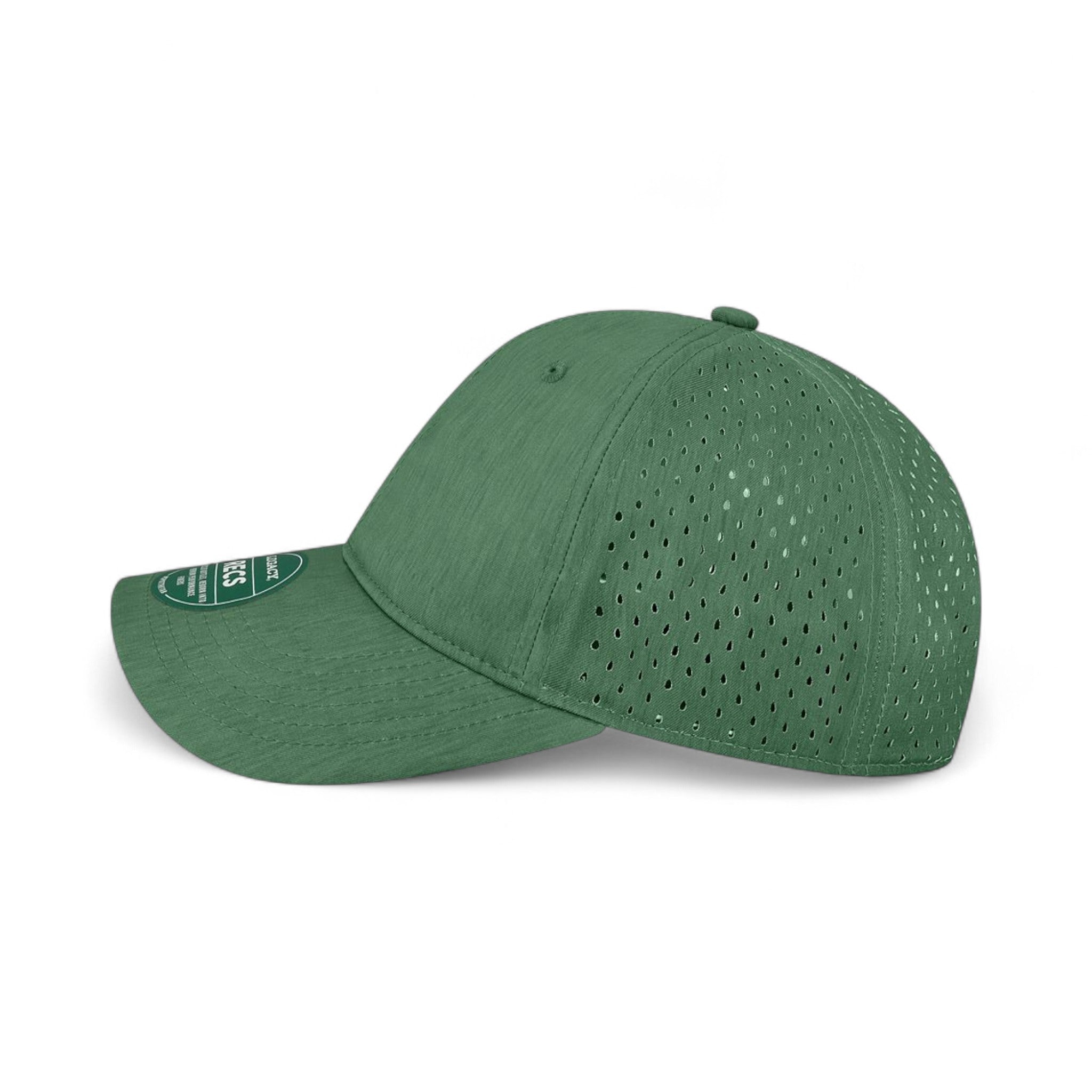 Left side view of Legacy RECS custom hat in eco dark green