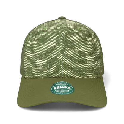 Front view of Legacy REMPA custom hat in army camo dots