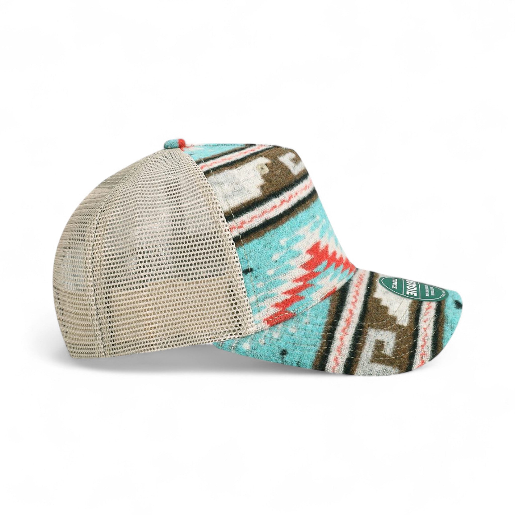Right side view of Legacy ROADIE custom hat in aztec