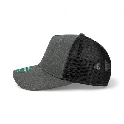 Left side view of Legacy ROADIE custom hat in black and  black