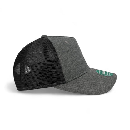 Right side view of Legacy ROADIE custom hat in black and  black