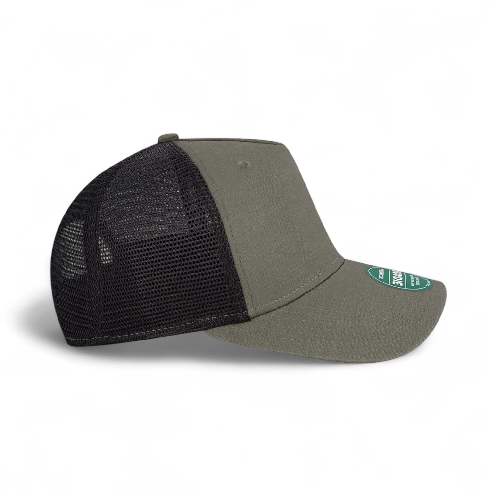Right side view of Legacy ROADIE custom hat in charcoal slub and  black