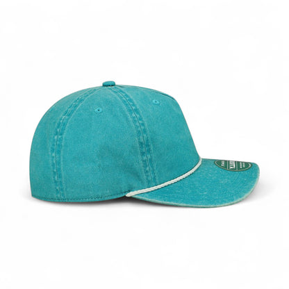 Right side view of Legacy SKULLY custom hat in aqua