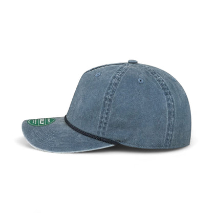 Left side view of Legacy SKULLY custom hat in navy