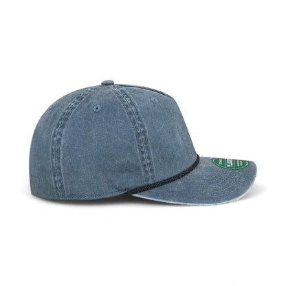 Right side view of Legacy SKULLY custom hat in navy