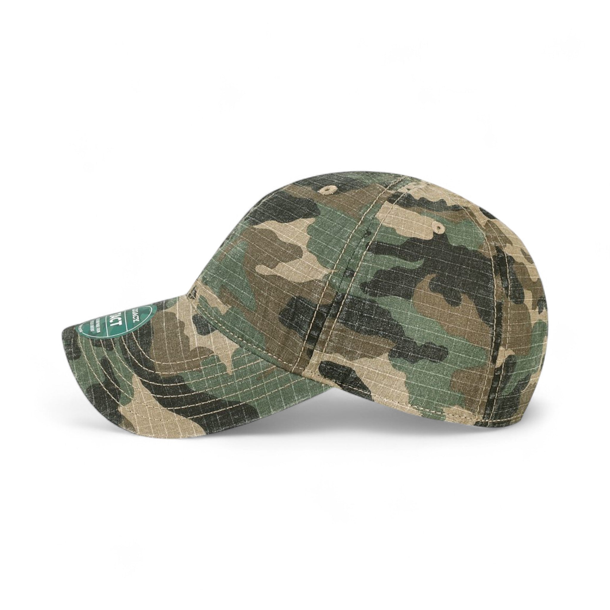 Left side view of Legacy TACT custom hat in army camo