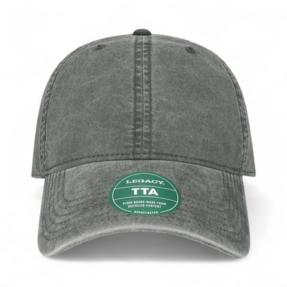 Front view of Legacy TTA custom hat in cinder