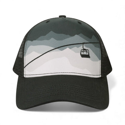 Front view of Locale 5PTKR custom hat in chairlift and black