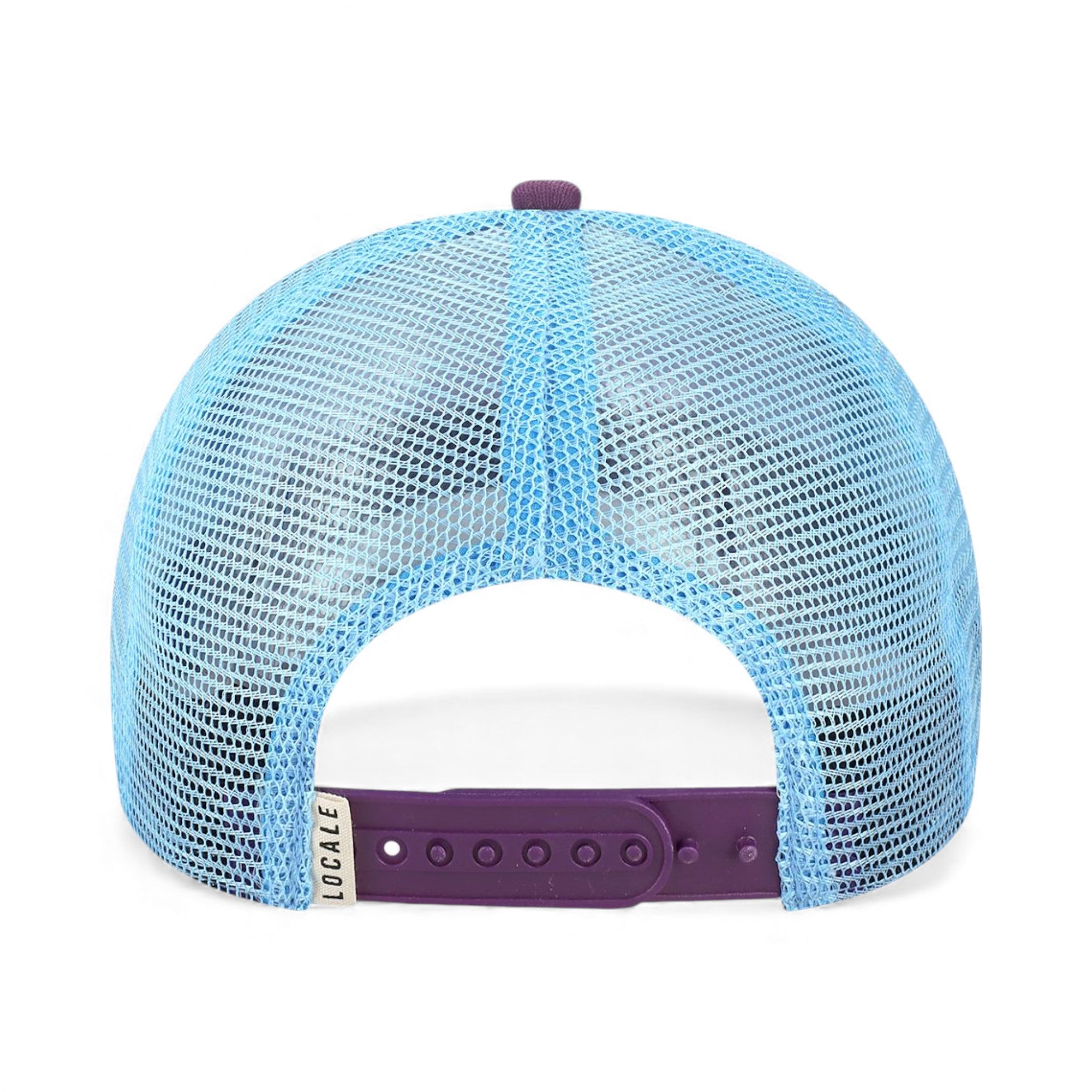 Back view of Locale 5PTKR custom hat in explorer white and plum