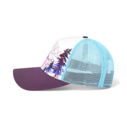 Left side view of Locale 5PTKR custom hat in explorer white and plum