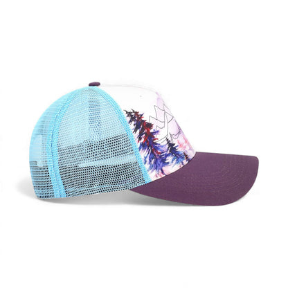 Right side view of Locale 5PTKR custom hat in explorer white and plum