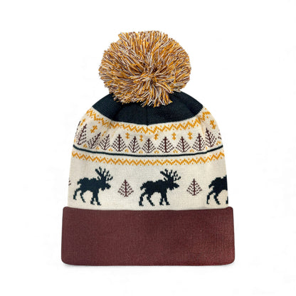 Front view of Locale GRNDSR custom hat in fairisle moose and brown
