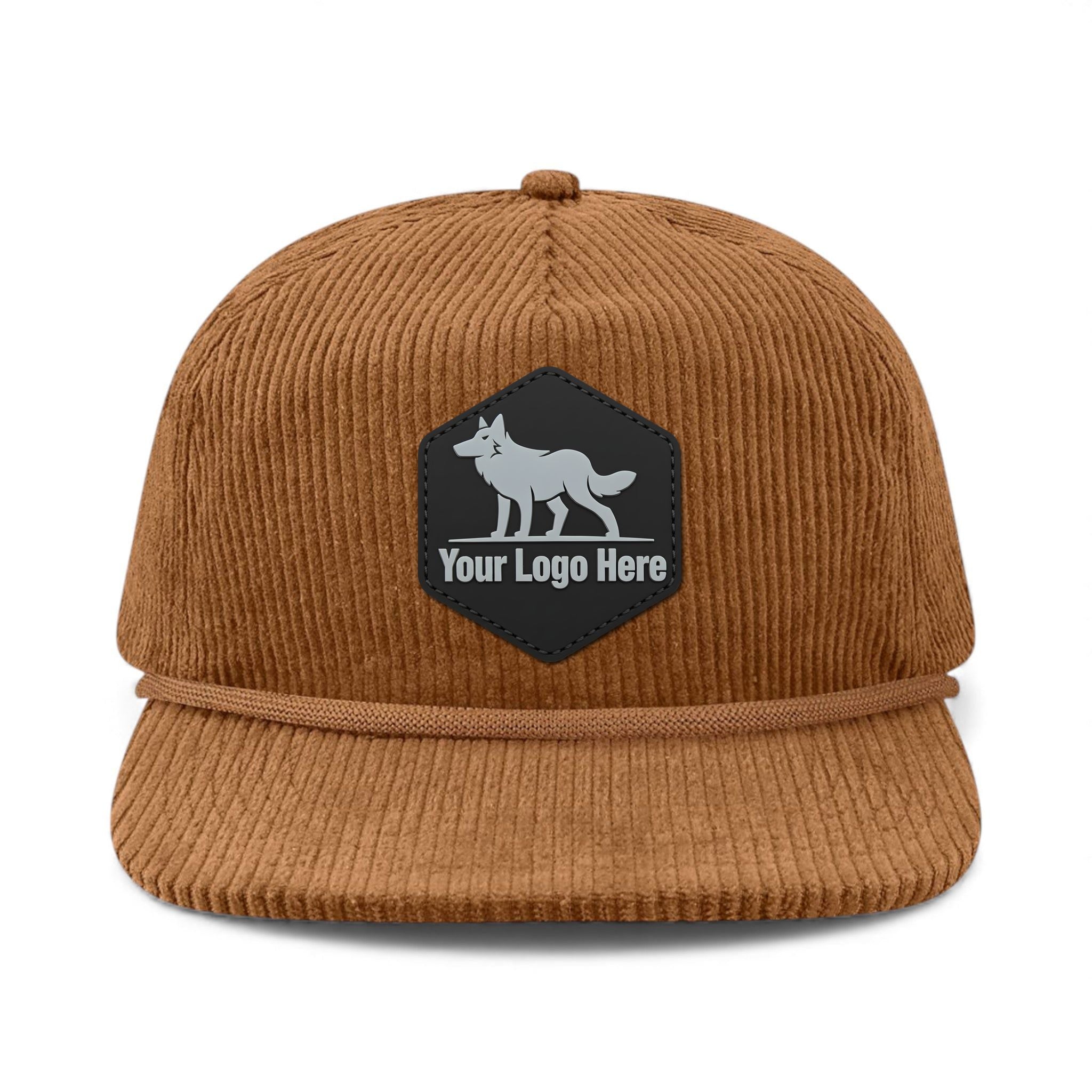 PVC patch preview of Locale WILSON custom hat in camel corduroy