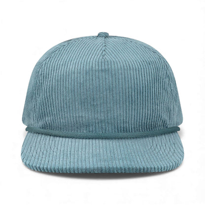 Front view of Locale WILSON custom hat in lake blue corduroy