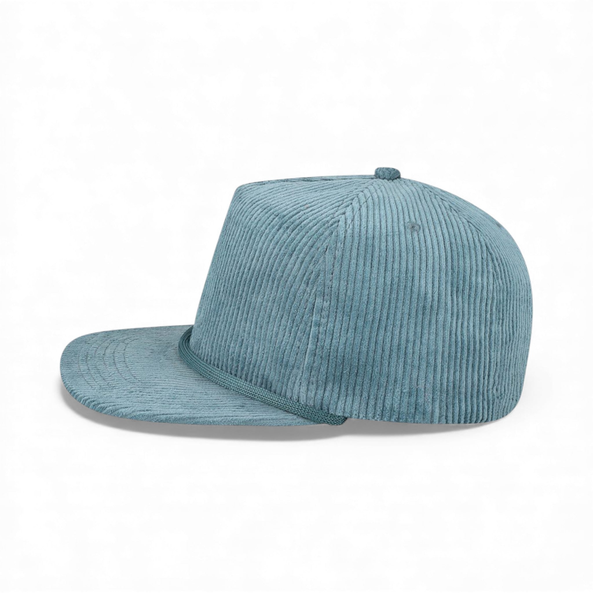 Left side view of Locale WILSON custom hat in lake blue corduroy