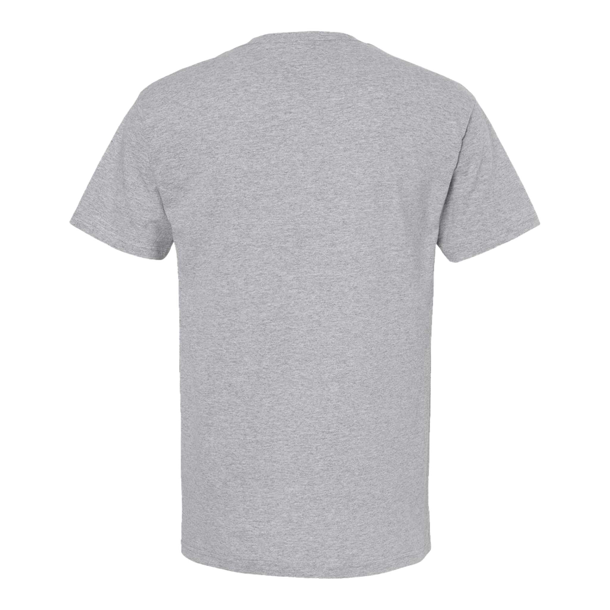 M&O 4800 custom short sleeve t-shirt in athletic grey, back view