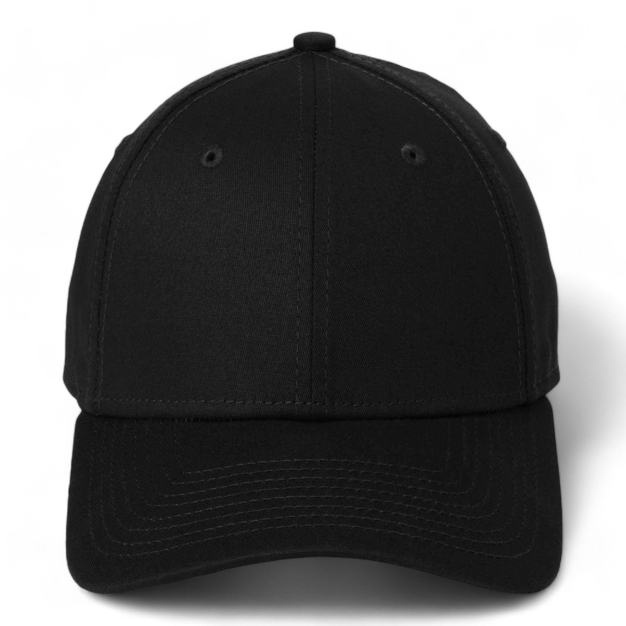 Front view of New Era NE1000 custom hat in black