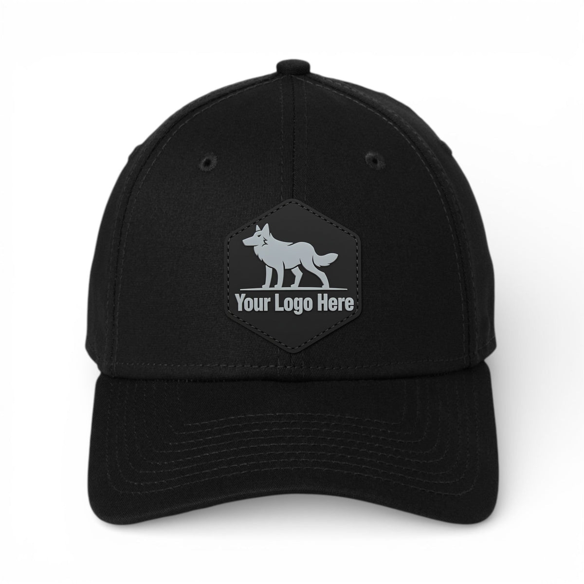 PVC patch preview of New Era NE1000 custom hat in black