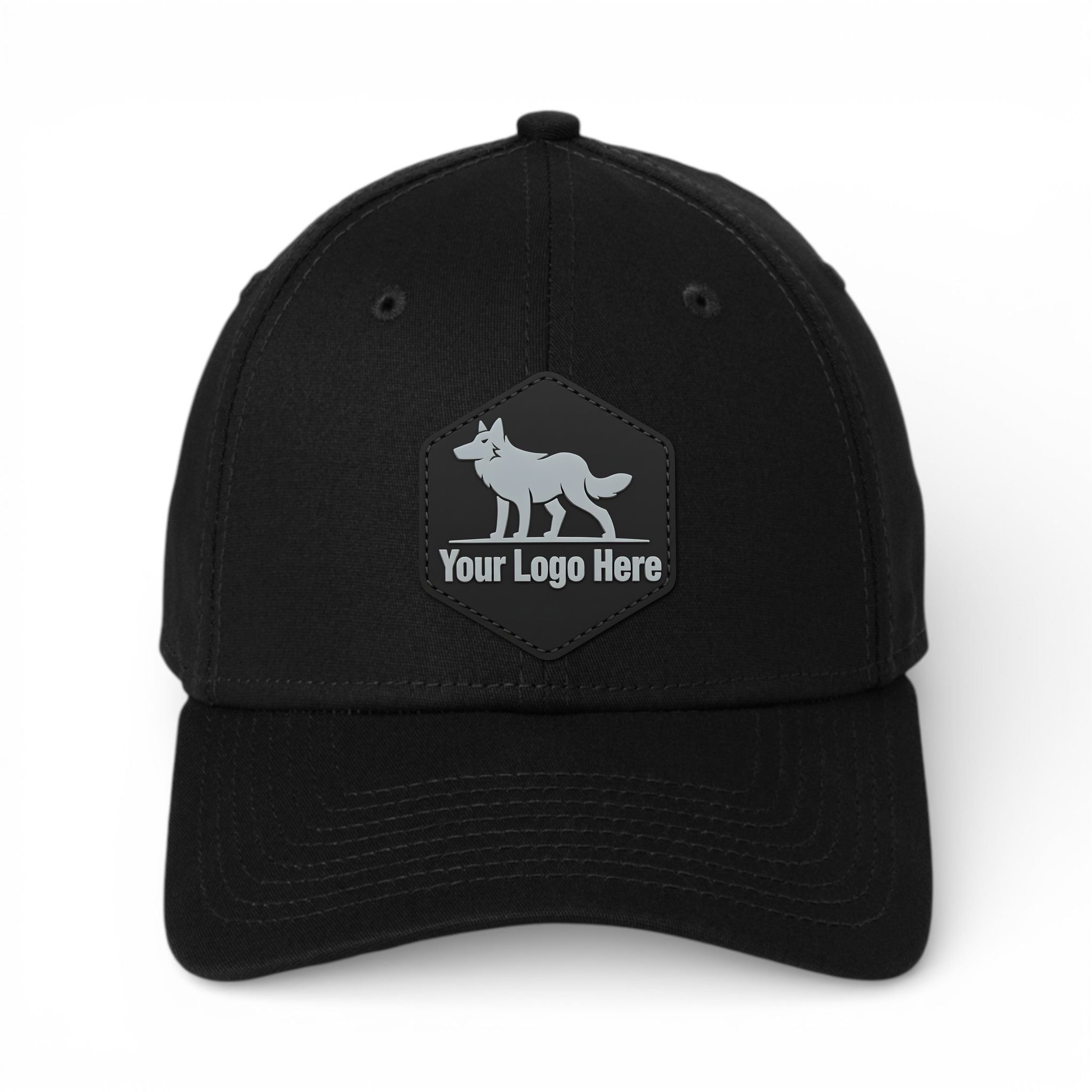 PVC patch preview of New Era NE1000 custom hat in black