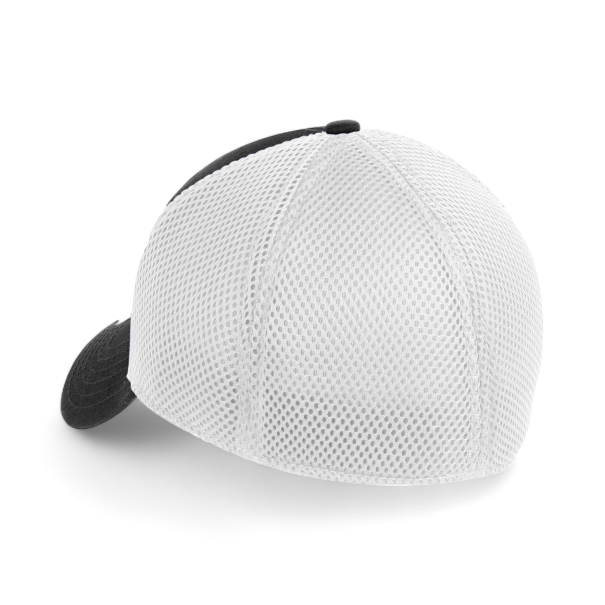 Back view of New Era NE1020 custom hat in black and white