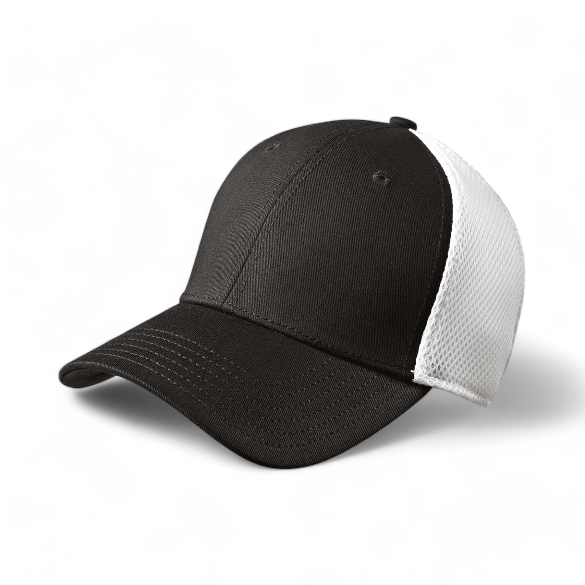Side view of New Era NE1020 custom hat in black and white