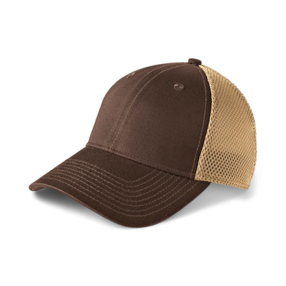 Side view of New Era NE1020 custom hat in chocolate and khaki