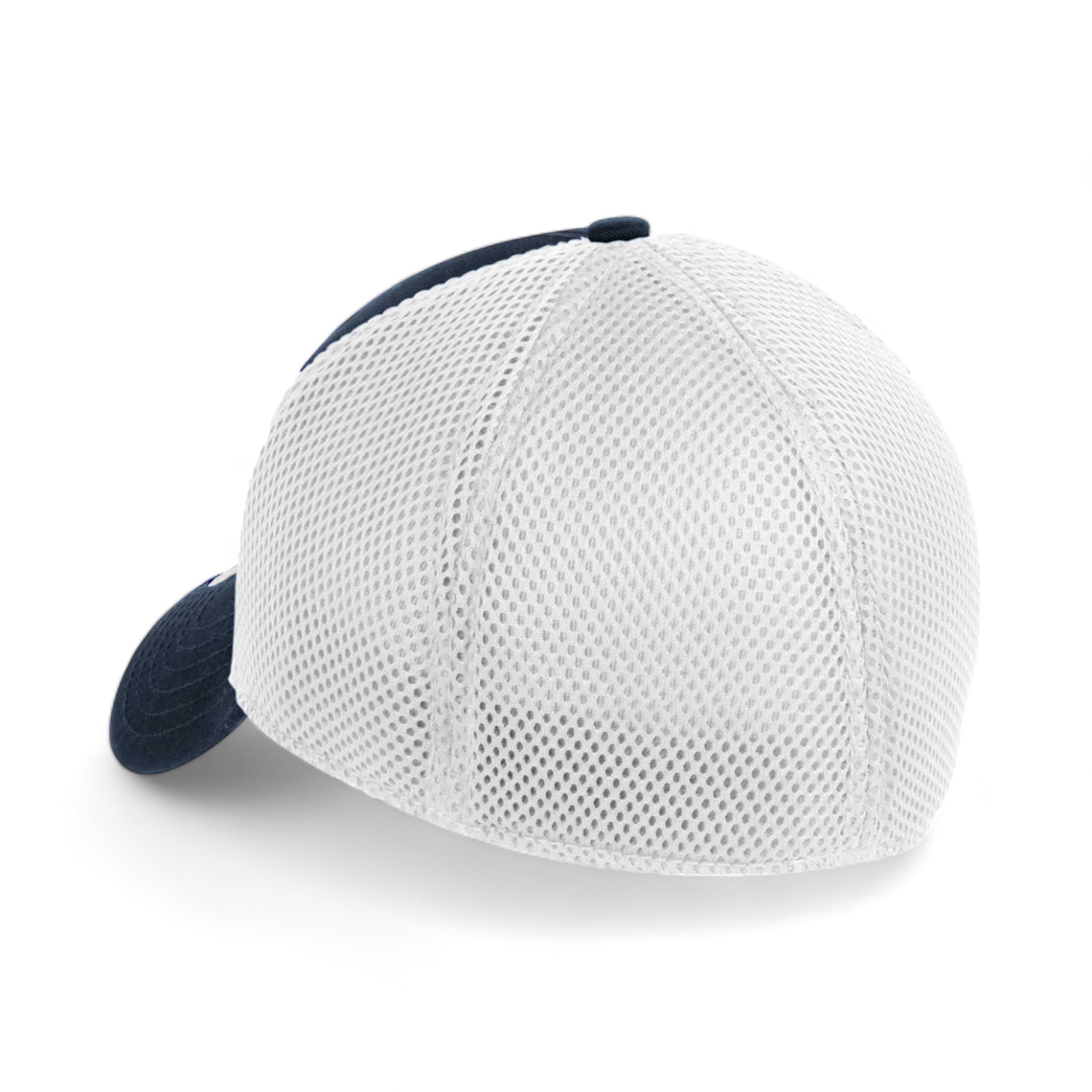 Back view of New Era NE1020 custom hat in deep navy and white