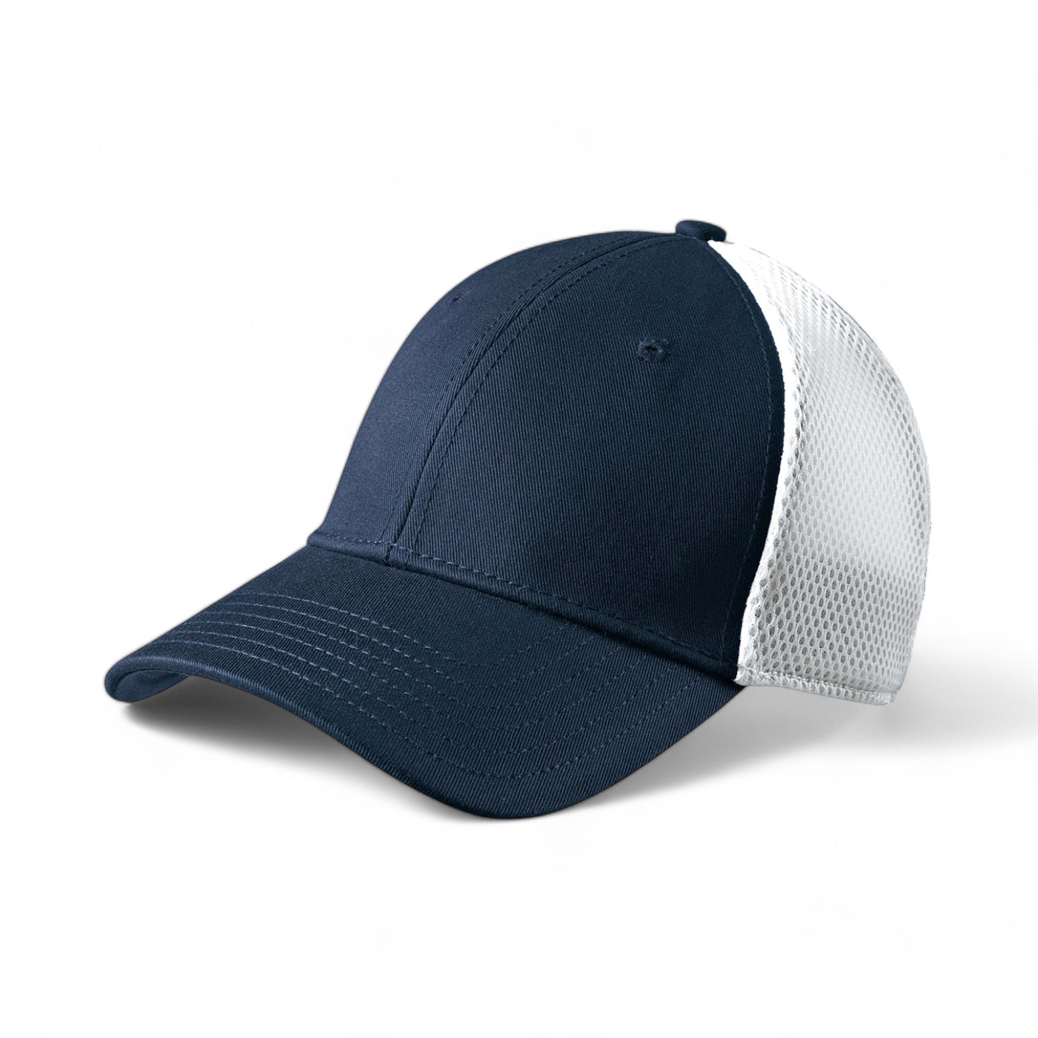 Side view of New Era NE1020 custom hat in deep navy and white