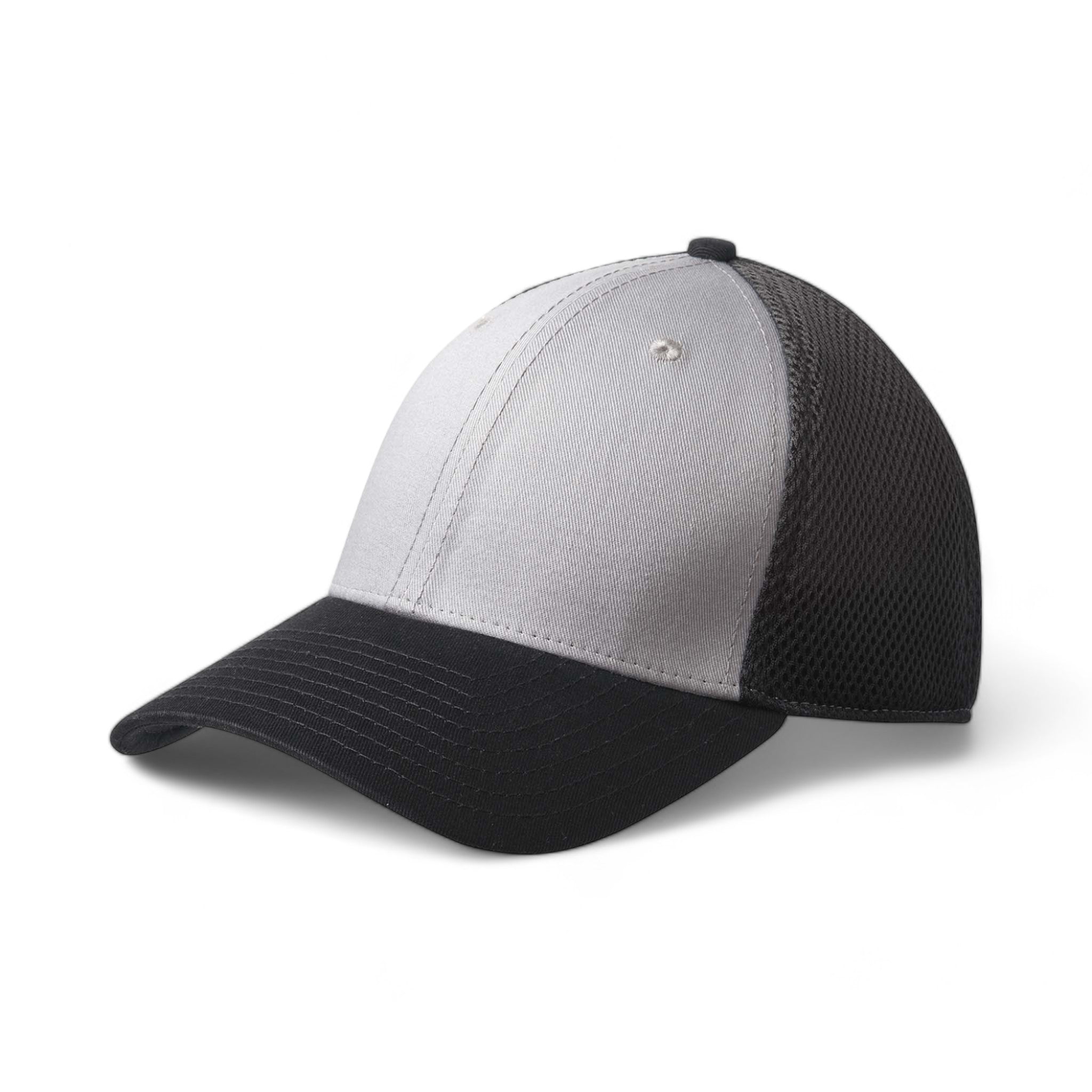Side view of New Era NE1020 custom hat in grey and black