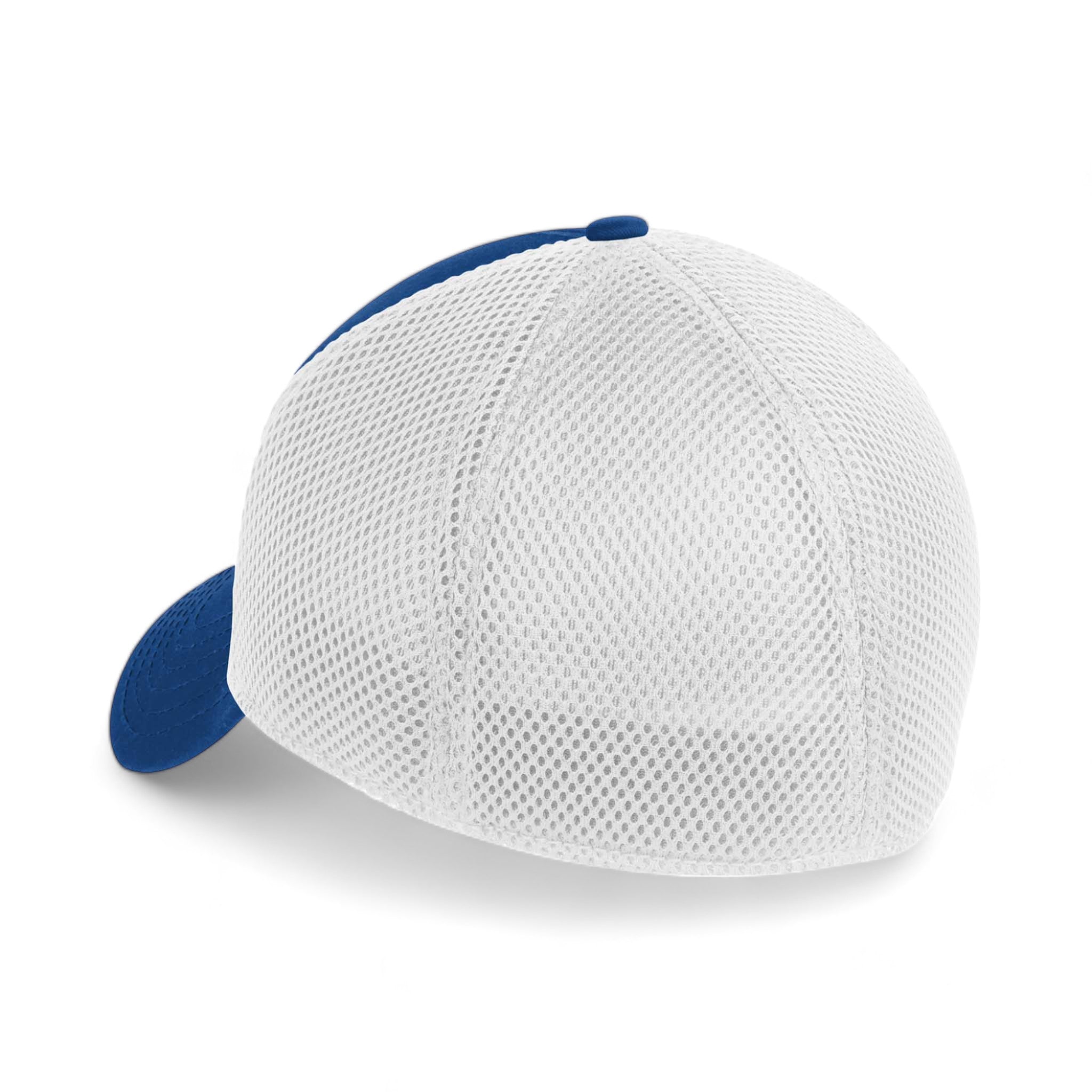 Back view of New Era NE1020 custom hat in royal and white