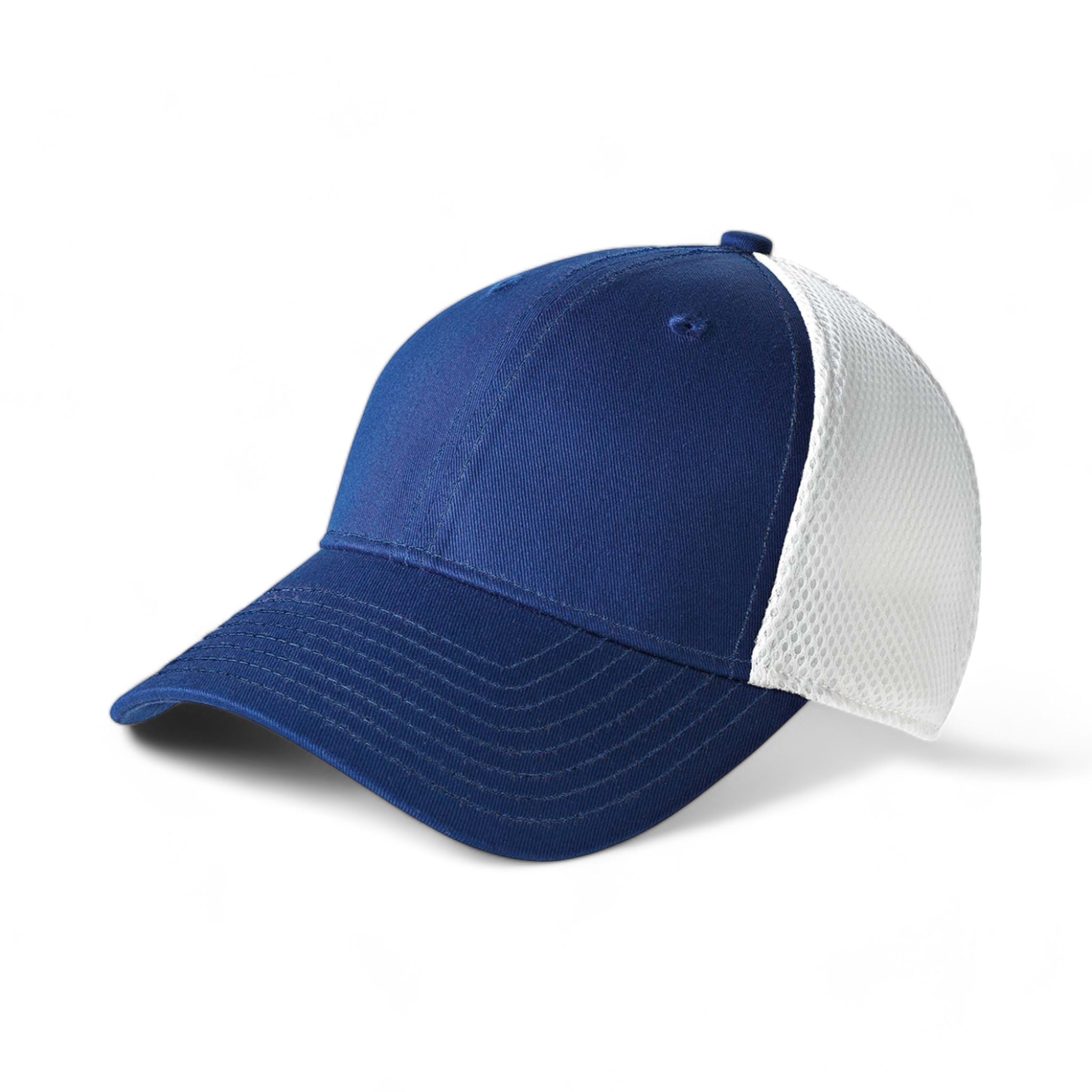 Side view of New Era NE1020 custom hat in royal and white