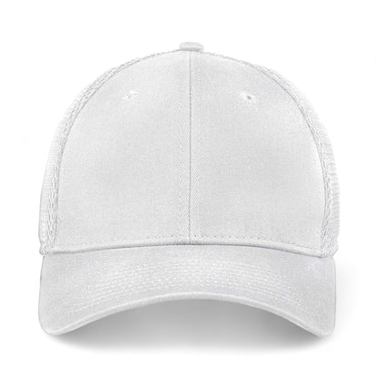 Front view of New Era NE1020 custom hat in white