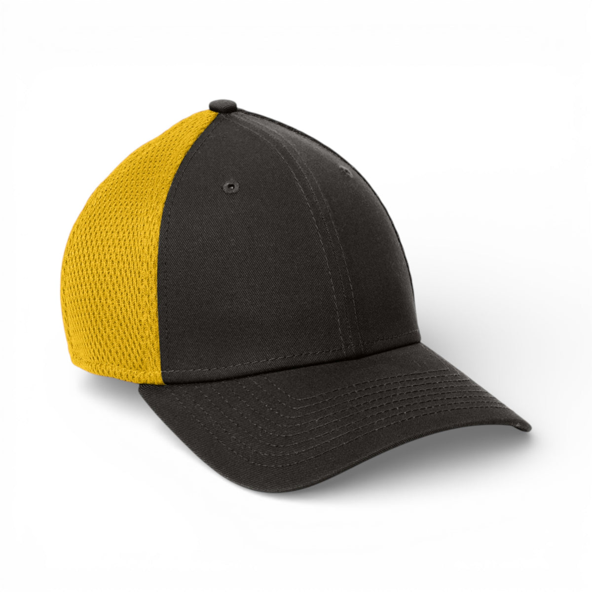Right side view of New Era NE1020 custom hat in black and gold