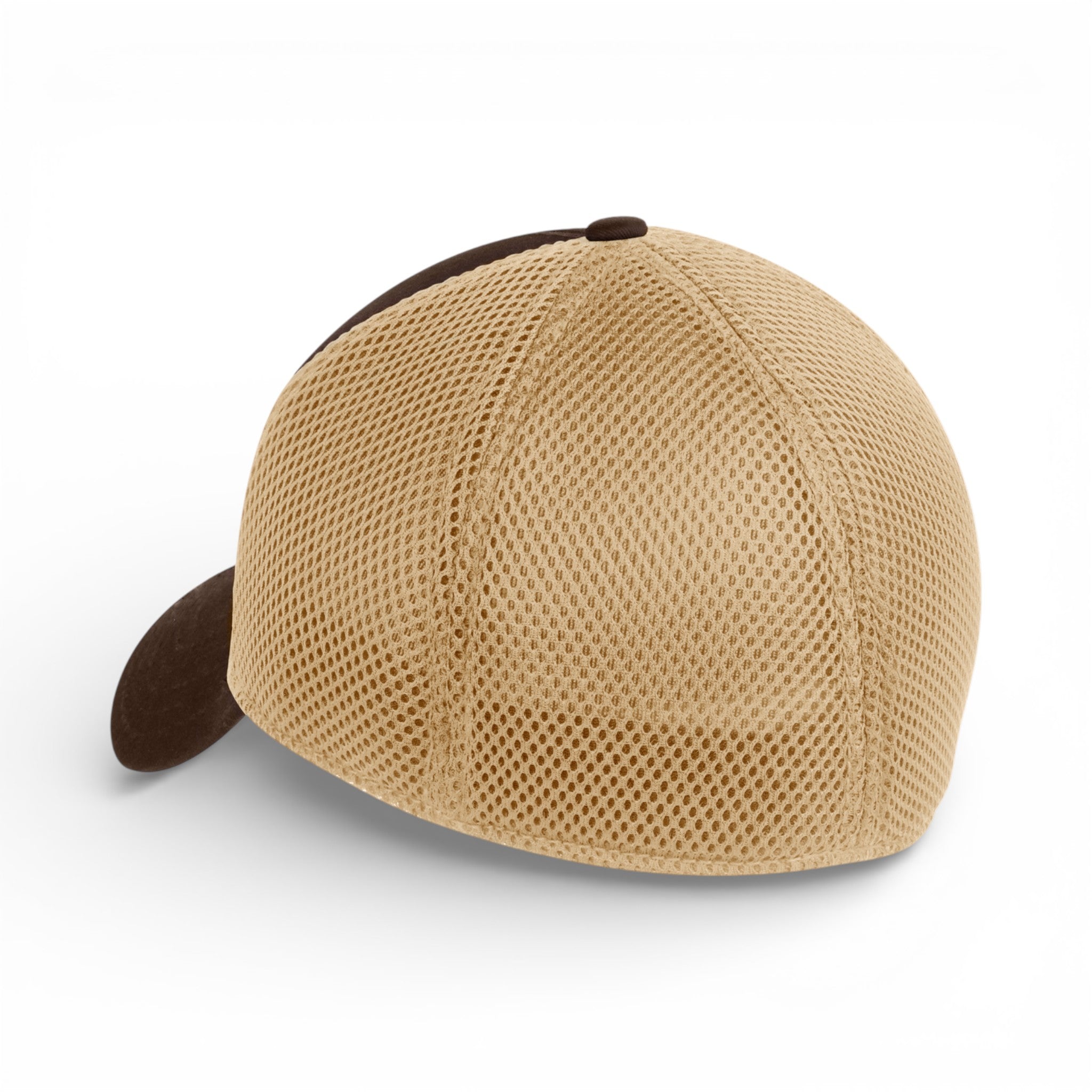 Back view of New Era NE1020 custom hat in chocolate and khaki