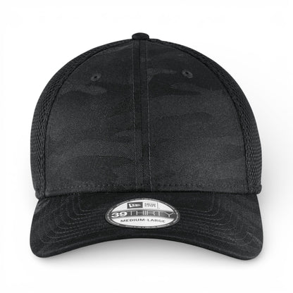 Front view of New Era NE1091 custom hat in black camo