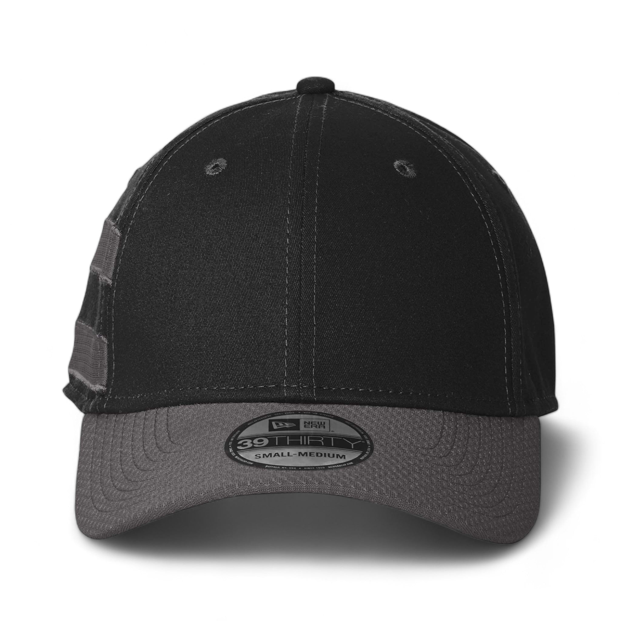 Front view of New Era NE1122 custom hat in black and graphite