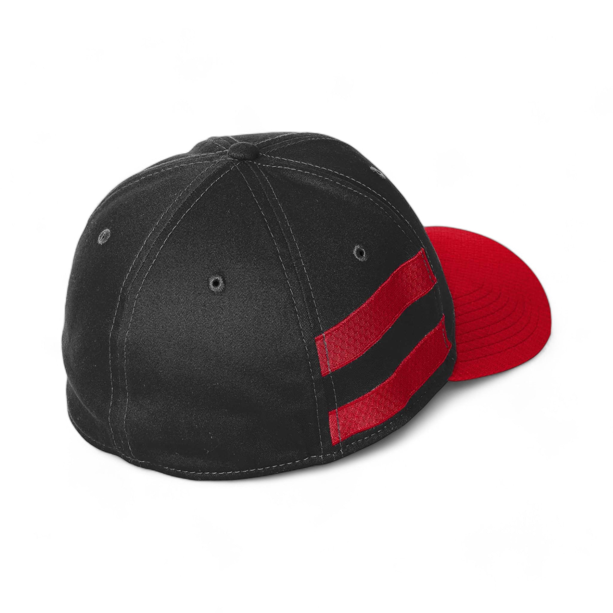 Back view of New Era NE1122 custom hat in black and scarlet