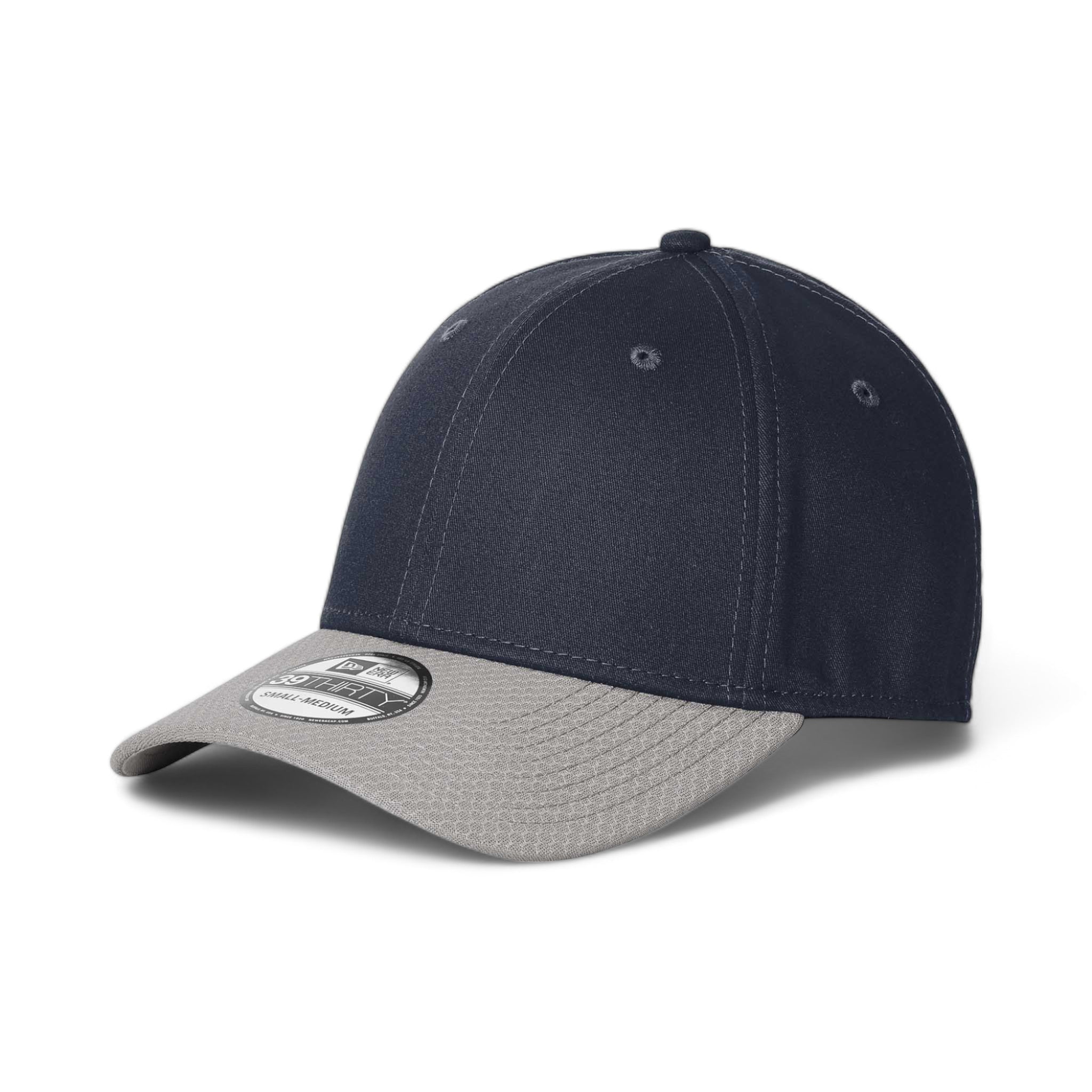 Side view of New Era NE1122 custom hat in deep navy and grey