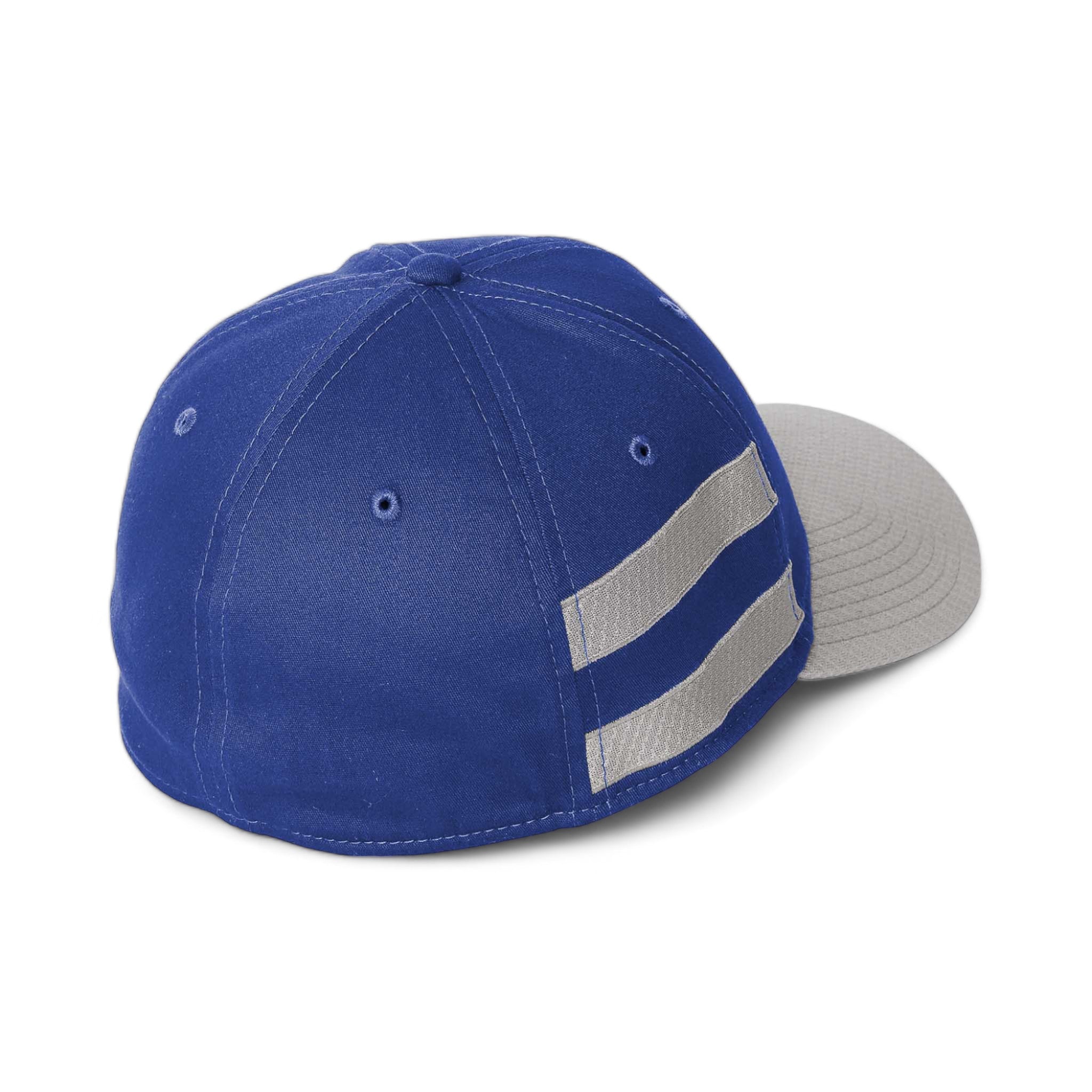 Back view of New Era NE1122 custom hat in royal and grey