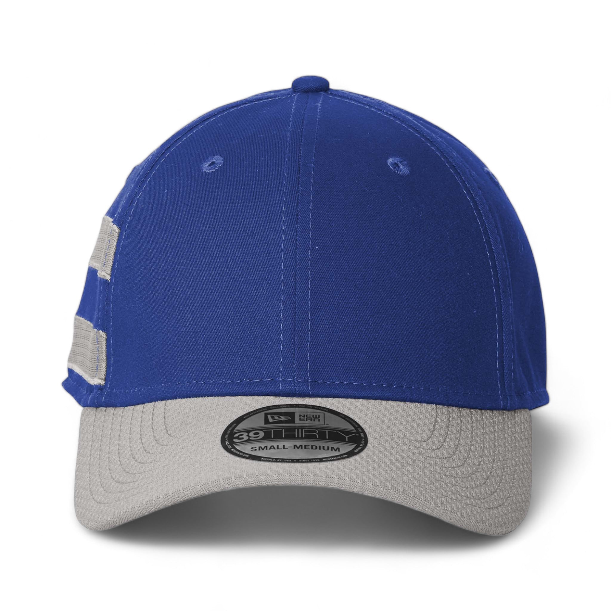 Front view of New Era NE1122 custom hat in royal and grey