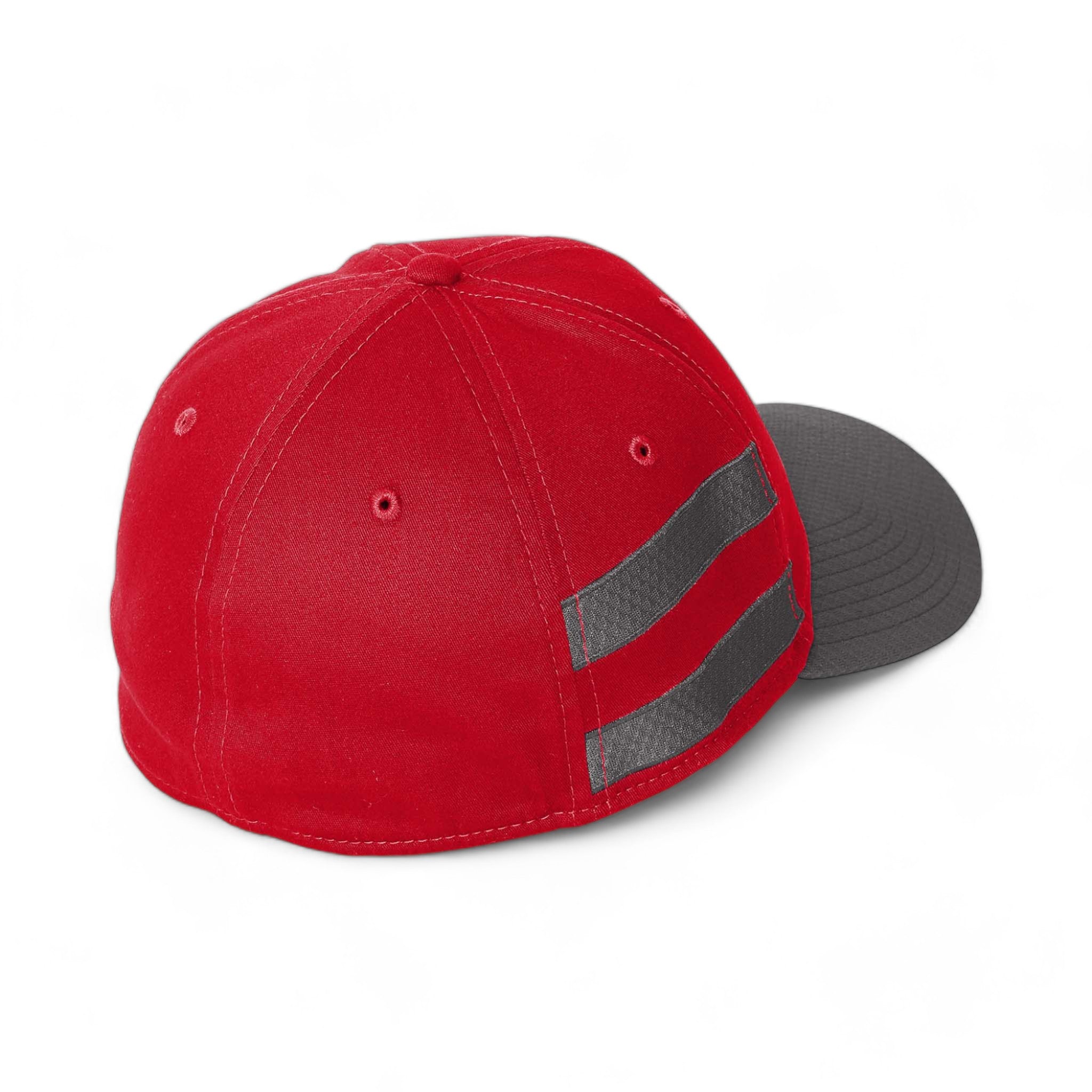Back view of New Era NE1122 custom hat in scarlet and graphite