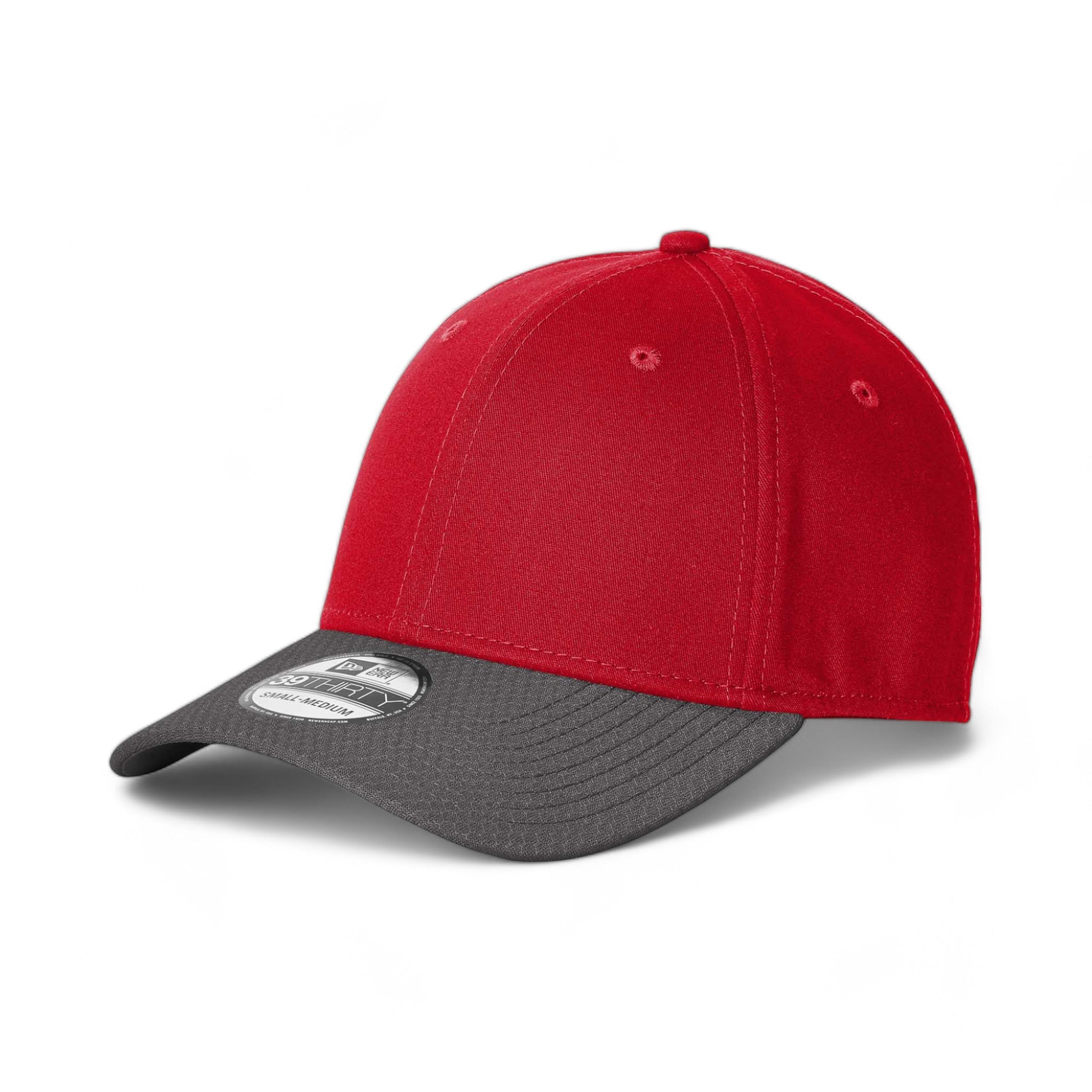 Side view of New Era NE1122 custom hat in scarlet and graphite