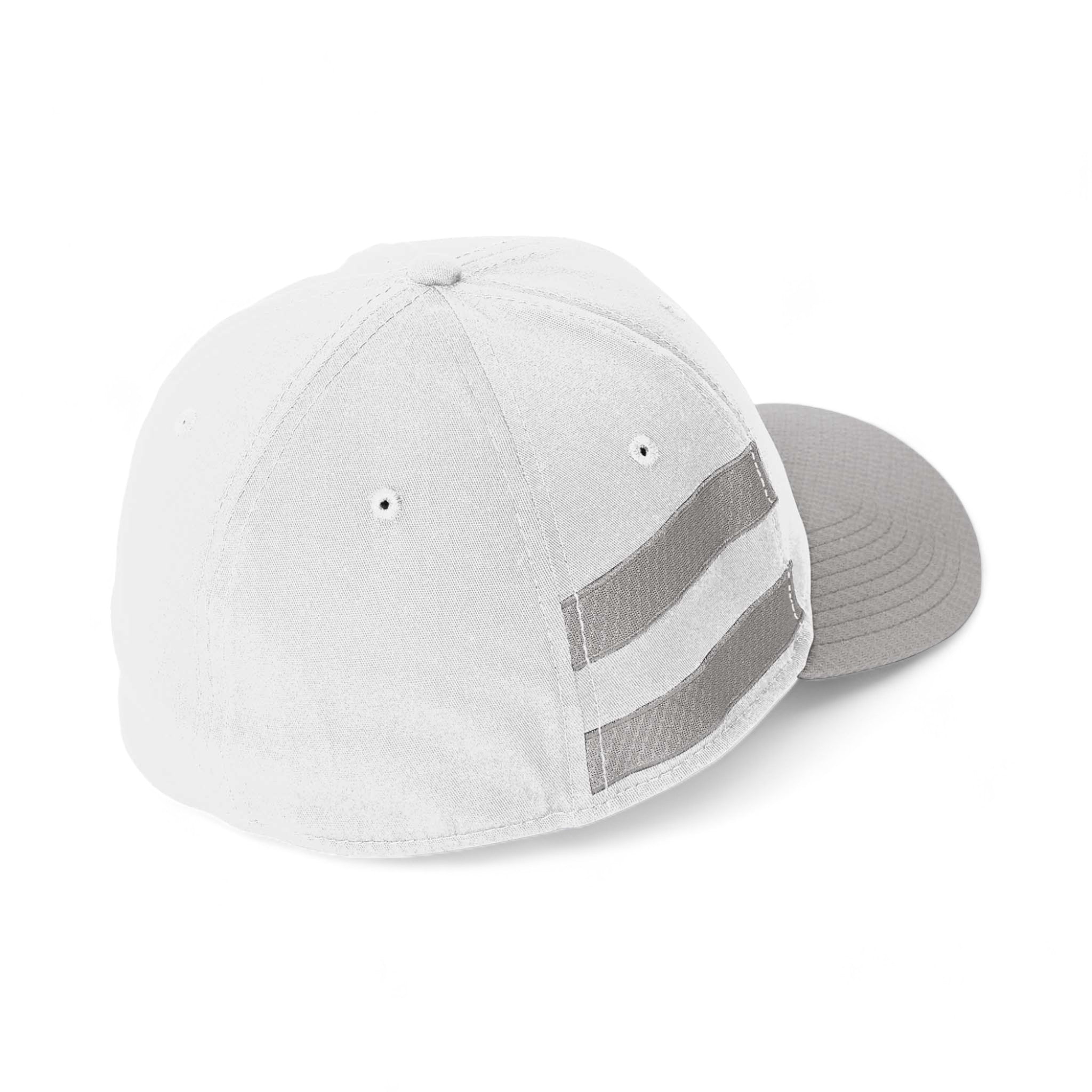 Back view of New Era NE1122 custom hat in white and grey