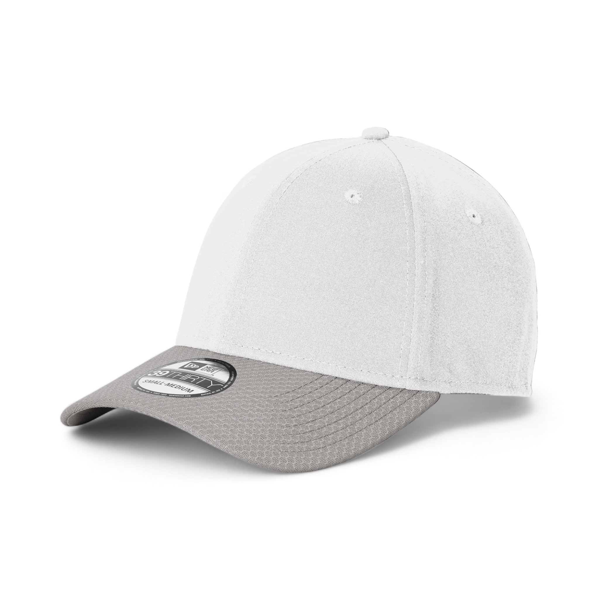 Side view of New Era NE1122 custom hat in white and grey